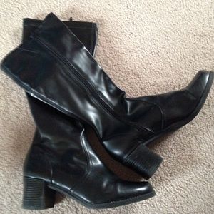 Black leather boots